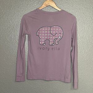 Ivory Ella purple long sleeve tee elephant hearts size small